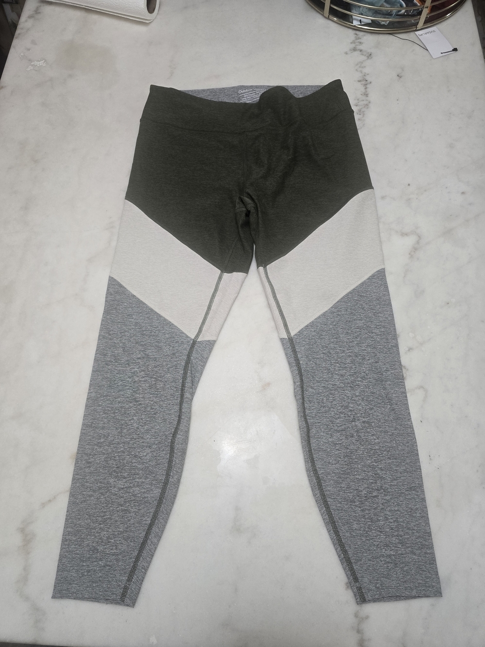 Olive Green & Gray Colorblock Leggings